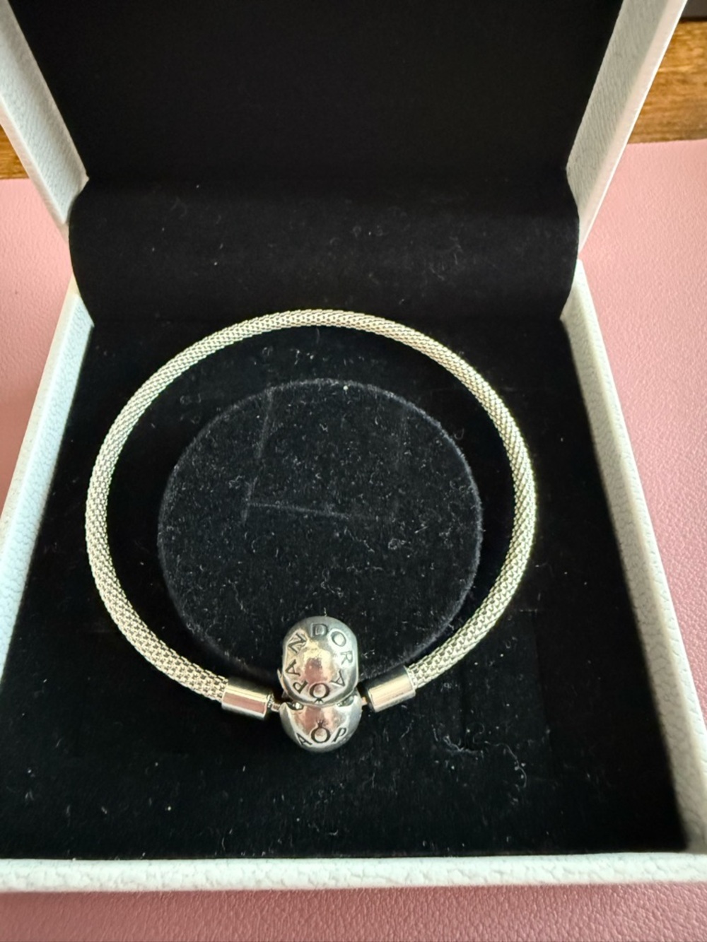 Pandora Silver Mesh Bracelet with Logo Sphere Clasp - Silver - Picture 4 of 4